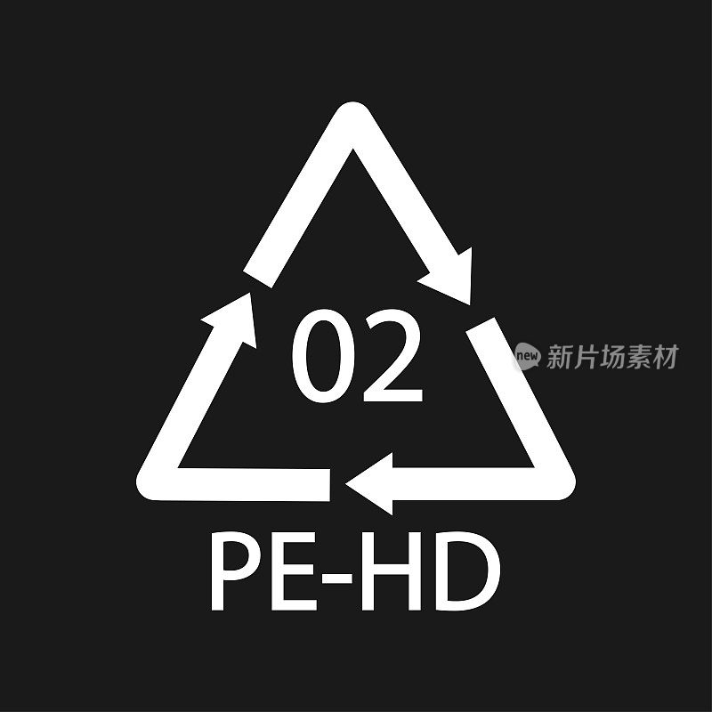 高密度聚乙烯02 PE-HD黑色图标符号